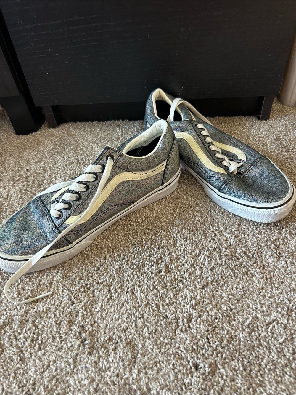 Vans Metallic Silver Low-Top Skate Sneakers